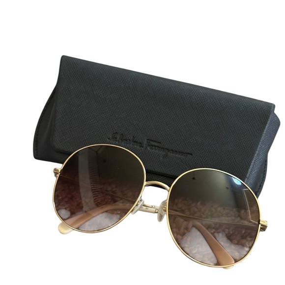 Salvatore Ferragamo Gold Sunglasses 100% Authentic comes with case & cloth main image 9